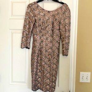 GB XS Pink & Gray Sequins Dress